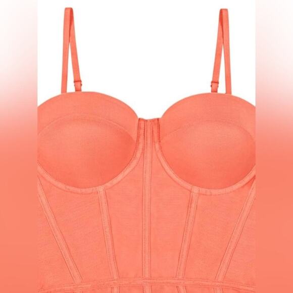 Orange Mesh Spaghetti Strap Slimming Bodysuit - Picture 5 of 9